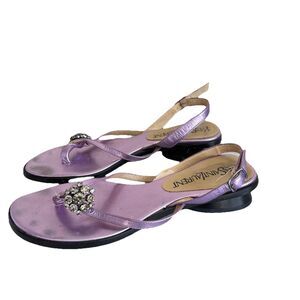 YSL Yves Saint Laurent vintage Low Round Heel Sandal Dressy Purple Metallic 6.5